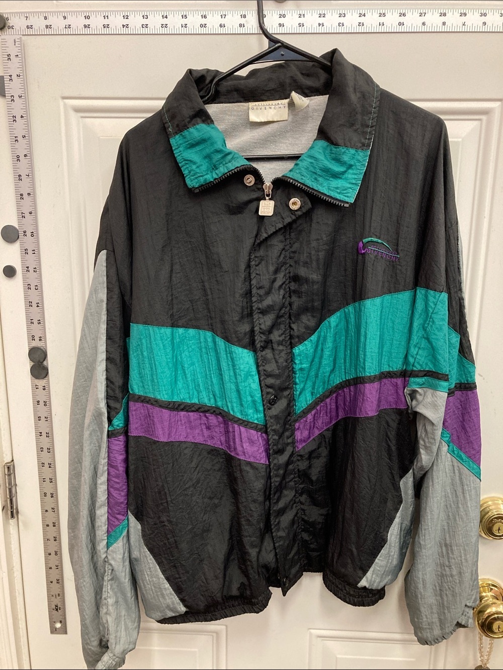 Givenchy, Black, Teal, Purple, Color-block, Windbreaker, Jacket, Retro, Vintage